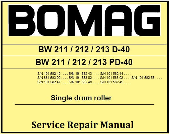 Download PDF - Bomag BW 211 212 213 D-40 PD-40 Single Drum Roller Service Repair Manual