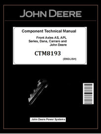 John Deere, APL 335, 350, 359, AS 2060, 3035, 3050, 3060, Carrao 20.09, 2WD, Dana 2WD, 720, 725, 750, 755 Axles Technical Manual (CTM8193)