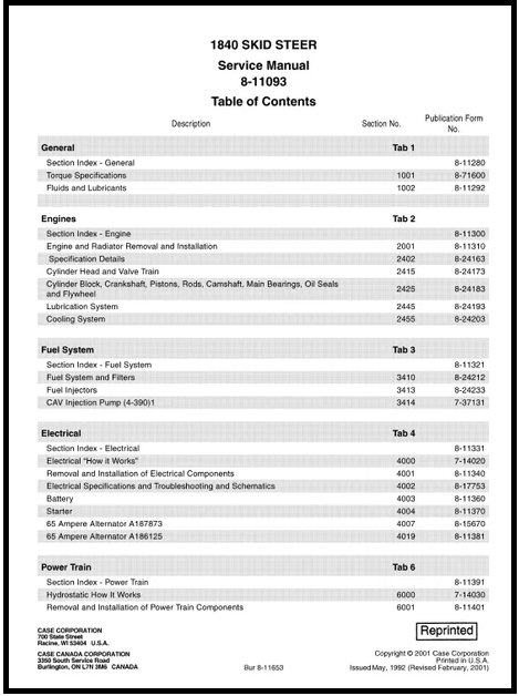 Download PDF - Case 1840 Skid Steer Loader Service Repair Manual (Pub. No. 8-11093)