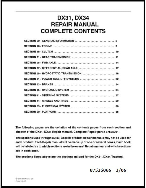 Download PDF - Case IH DX31, DX34 Tractor Service Repair Manual