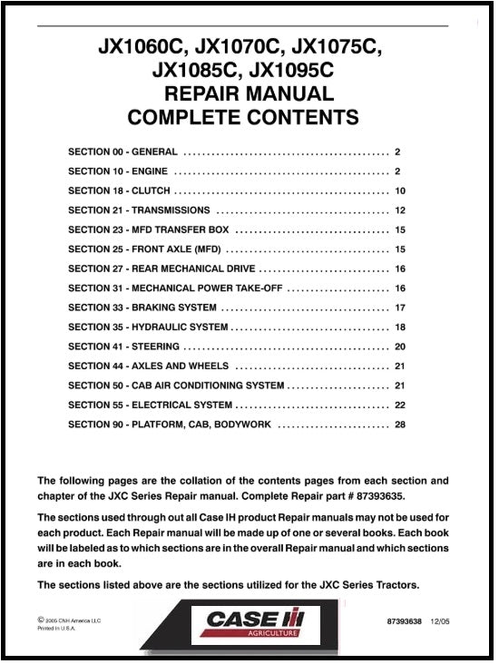 Download PDF - Case IH JX1060C, JX1070C, JX1075C, JX1085C, JX1095C Tractor Service Repair Manual