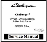 Download PDF - Challenger MT745D, MT755D, MT765D Rubber Track Tractor Service Repair Manual