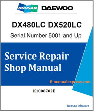 Load image into Gallery viewer, Download PDF - Daewoo Doosan DX480LC, DX520LC Excavator Service Repair Shop Manual
