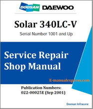 Load image into Gallery viewer, Download PDF - Daewoo Doosan Solar 340LC-V Track Excavator Service Repair Manual