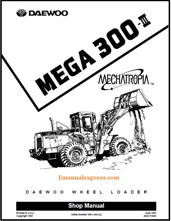 Download PDF - Daewoo Mega 300-III Wheel Loader Service Repair Shop Manual