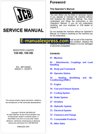 Download JCB 135 HD, 155 HD Skid Steer Loader PDF Service Repair Manual