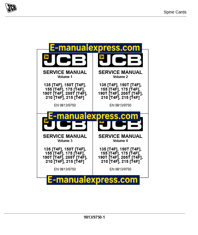 Download JCB 135, 150T, 155, 175, 190T, 205T, 210, 215 [T4F] Skid Steer Loader Service Repair Manual
