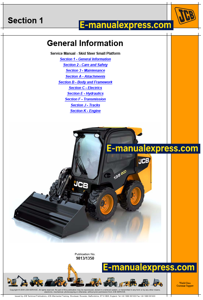 Download JCB 135, 155, 175, 190, 205, 150T, 190T, 205T Skid Steer Loader PDF Service Repair Manual