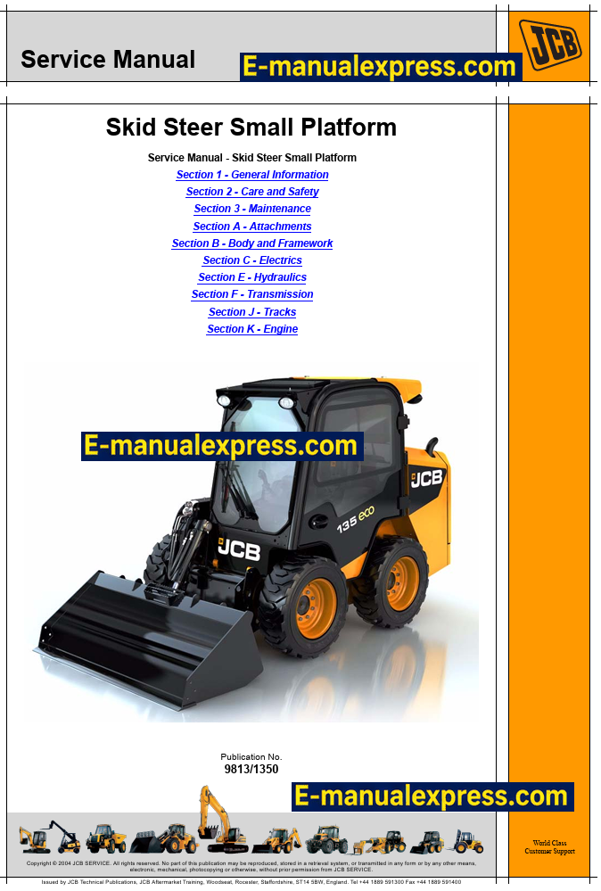 Download JCB 135, 155, 175, 190, 205, 150T, 190T, 205T Skid Steer Loader PDF Service Repair Manual