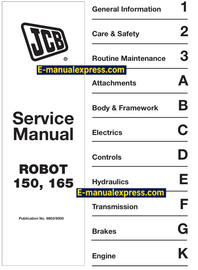 Download JCB Robot 150, 165 Skid Steer Loader PDF Service Repair Manual
