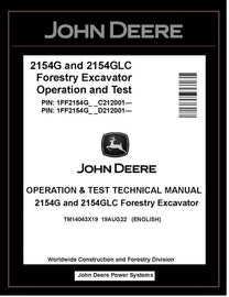 TM14043X19 John Deere 2154G 2154GLC Forestry Excavator Operation & Test Manual PDF