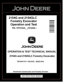 TM14041X19 John Deere 2154G 2154GLC Forestry Excavator Operation & Test Manual PDF