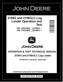 TM14047X19 John Deere 2156G, 2156GLC Log Loader Operation and Test Manual PDF