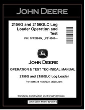 Load image into Gallery viewer, TM14045X19 John Deere 2156G 2156GLC Log Loader Operation and Test Manual PDF