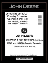 Load image into Gallery viewer, TM14035X19 John Deere 2654G, 2654GLC Forestry Excavator Operation &amp; Test Manual PDF
