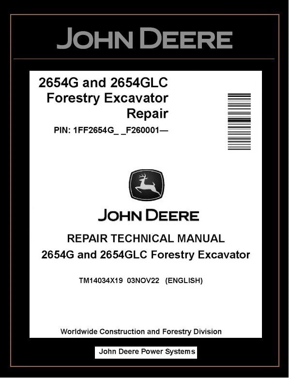 TM14034X19 John Deere 2654G 2654GLC Forestry Excavator