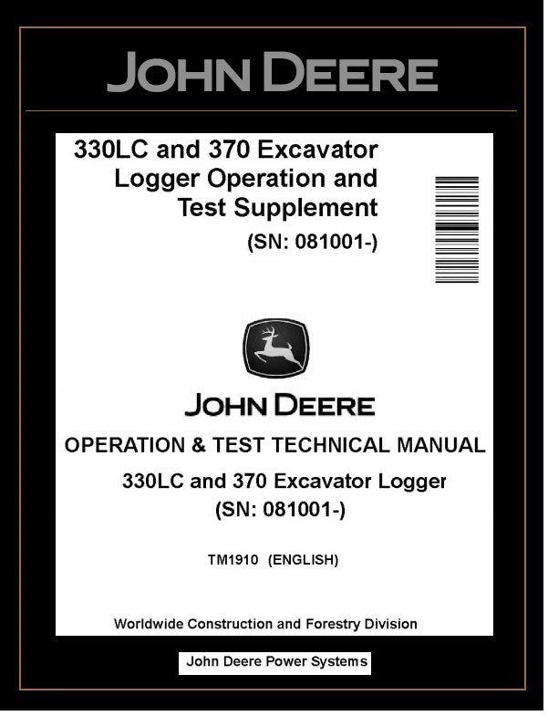 TM1910 John Deere 330LC and 370 Excavator Logger Operation and Test Manual PDF