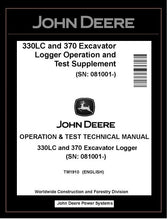 Load image into Gallery viewer, TM1910 John Deere 330LC and 370 Excavator Logger Operation and Test Manual PDF