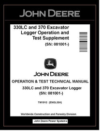 TM1910 John Deere 330LC and 370 Excavator Logger Operation and Test Manual PDF