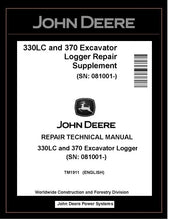 Load image into Gallery viewer, TM1911 John Deere 330LC and 370 Excavator Logger Repair Technical Manual PDF