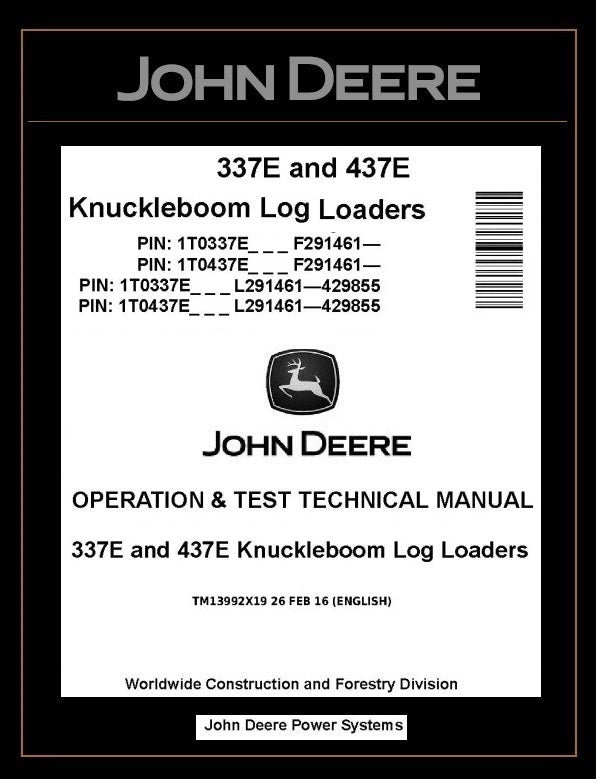 TM13992X19 John Deere 337E 437E Knuckleboom Log Loader