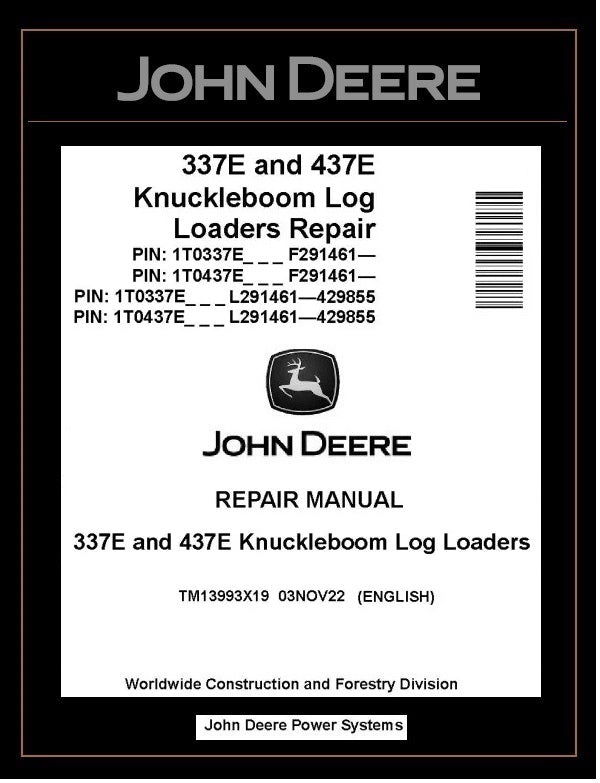 TM13993X19 John Deere 337E 437E Knuckleboom Log Loader