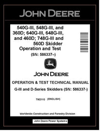 TM2110 John Deere 360D, 560D 540G-III, 748G-III Operation and Test Manual PDF