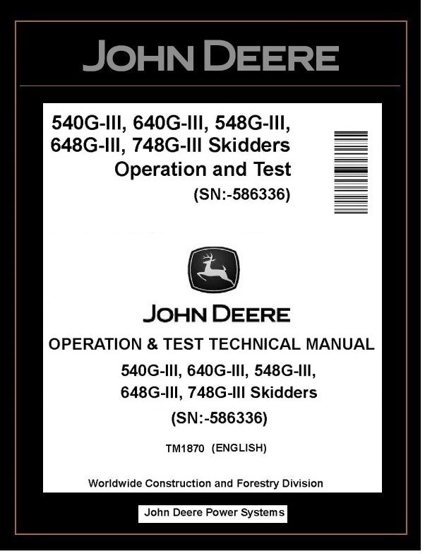 TM1870 John Deere 540G-III 640G-III 748G-III Skidder
