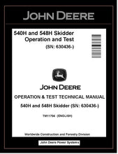 Load image into Gallery viewer, TM11794 John Deere 540H, 548H Skidder