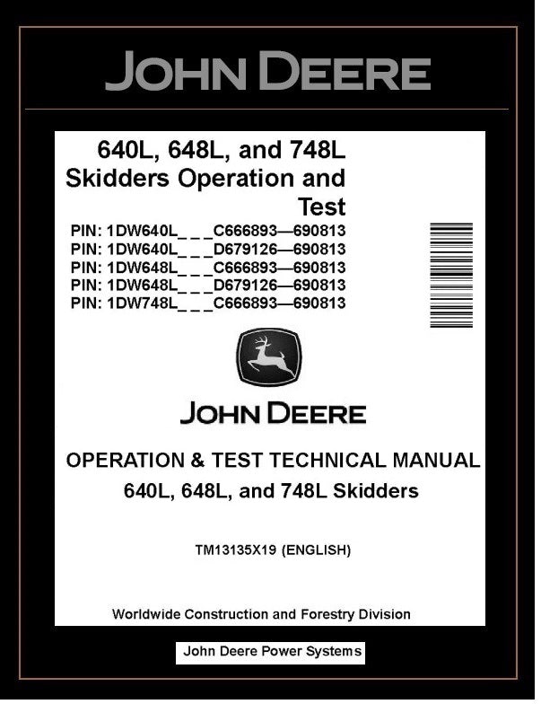 John Deere 640L, 648L & 748L Skidder 
TM13135X19