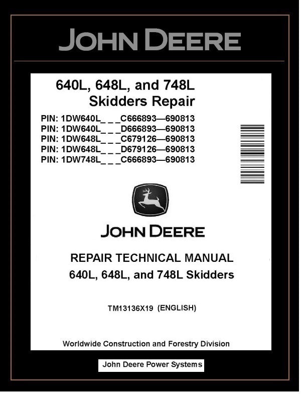 John Deere 640L, 648L & 748L Skidder TM13136X19
