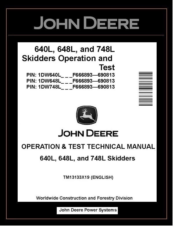 John Deere 640L, 648L & 748L Skidder TM13133X19