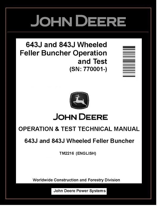 TM2216 John Deere 643J, 843J Wheeled Feller Buncher
