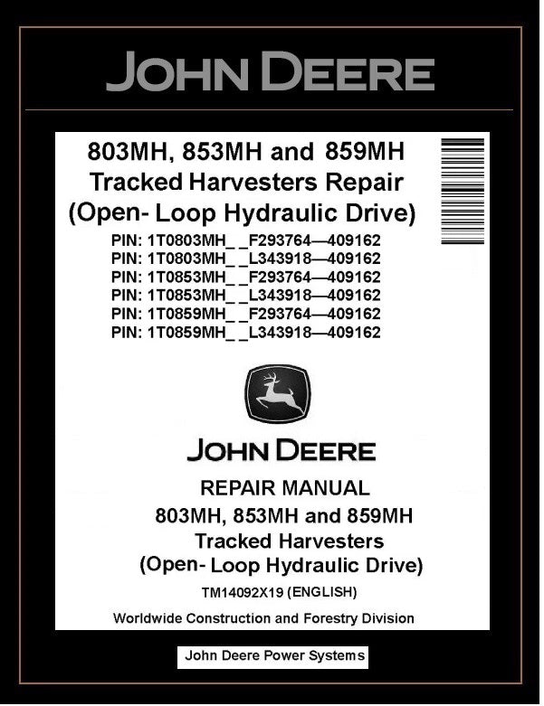 TM14092X19 John Deere 803MH 853MH 859MH Harvester Repair Manual PDF