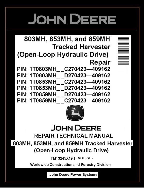TM13245X19 John Deere 803MH 853MH 859MH Harvester PDF