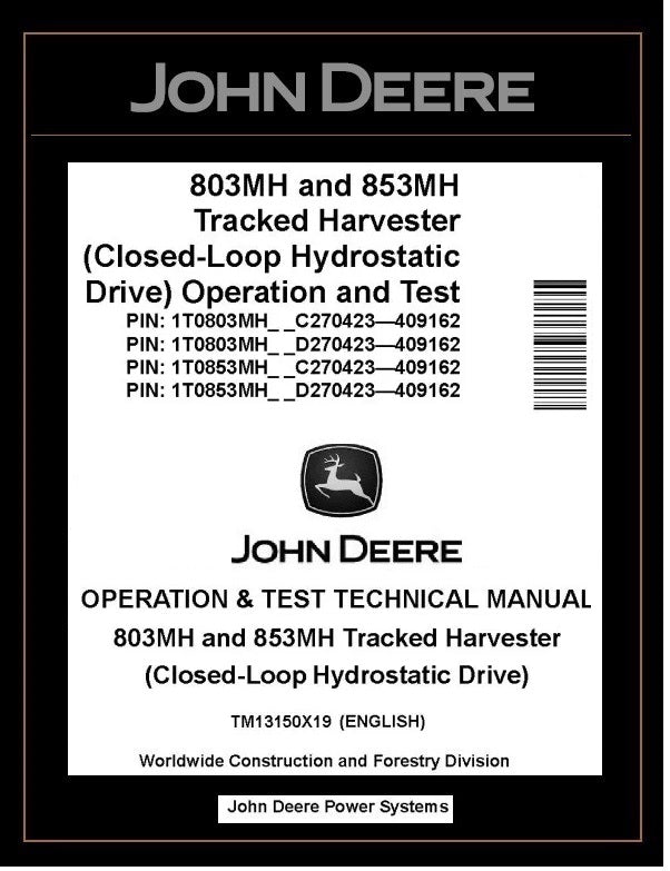 TM13150X19 John Deere 803MH 853MH Harvester PDF