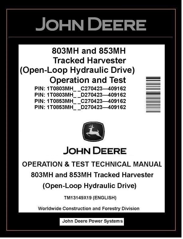 TM13149X19 John Deere 803MH 853MH Harvester PDF