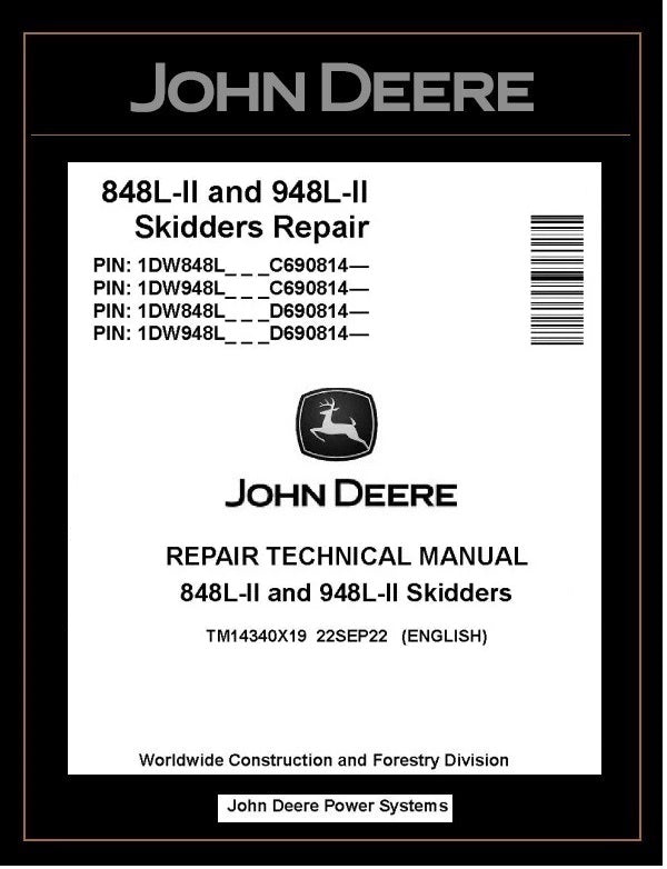 TM14340X19 John Deere 848L-II 948L-II Skidder Repair Technical Manual PDF