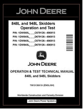 Load image into Gallery viewer, John Deere 848L &amp; 948L Skidder Test Manual TM13139X19