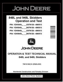 John Deere 848L & 948L Skidder Test Manual TM13139X19