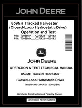 Load image into Gallery viewer, John Deere 859MH Harvester TM13184X19 Operation &amp; Test Manual