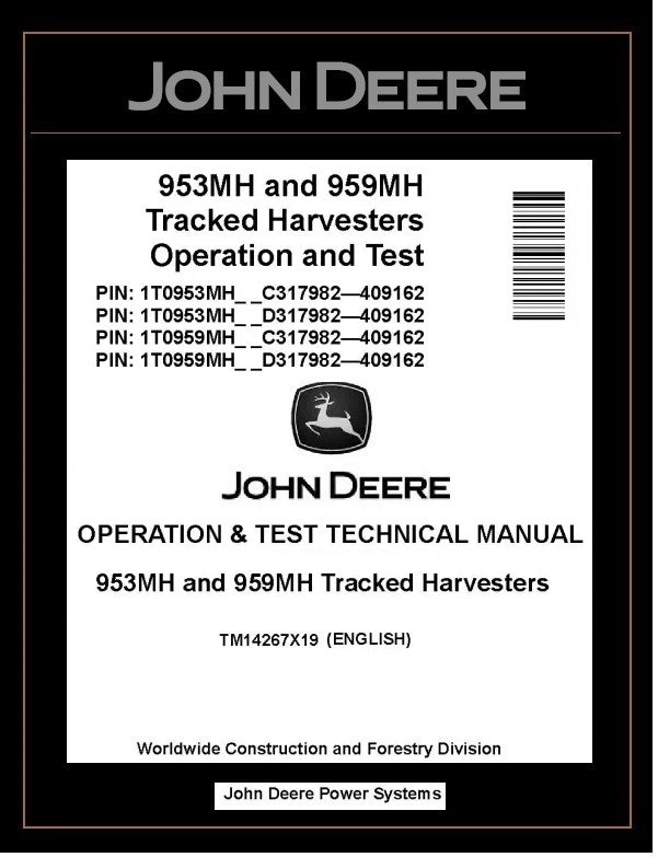 TM14267X19 John Deere 953MH, 959MH Tracked Harvester