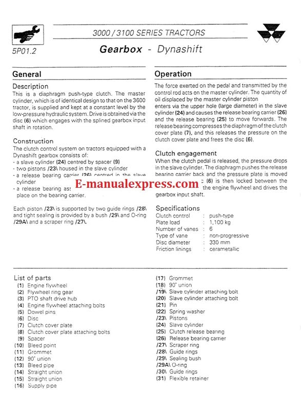 Massey Ferguson 3000 / 3100 Series (3050, 3060, 3065, 3070, 3080, 3095, 3115, 3120, 3125, 3140) Tractor Workshop Service Manual