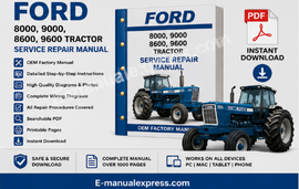 Ford 8000 9000 8600 9600 Tractor Service Repair Manual PDF Cover with Sample Manual Pages | Instant Download | E-manualexpress.com