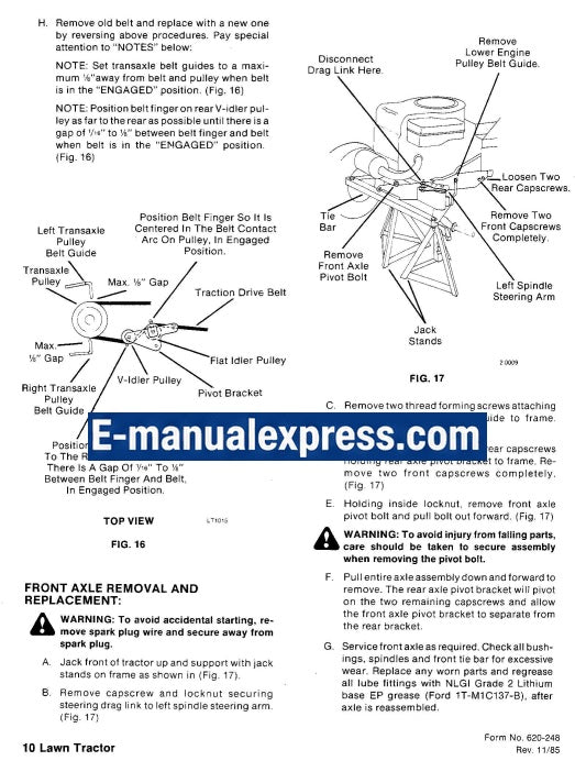Ford LT8 LT11 LT11H Lawn Tractor Service Repair Manual PDF Download OEM Factory Workshop Manual