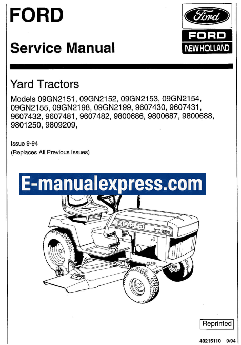 Ford YT12.5 YT14 YT16 YT16H YT18H Yard Tractor Service Repair Manual PDF Download OEM Factory Workshop Manual