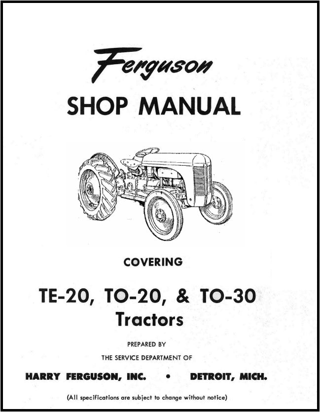 Harry Massey Ferguson TE-20 TO-20 & TO-30 Tractor PDF
