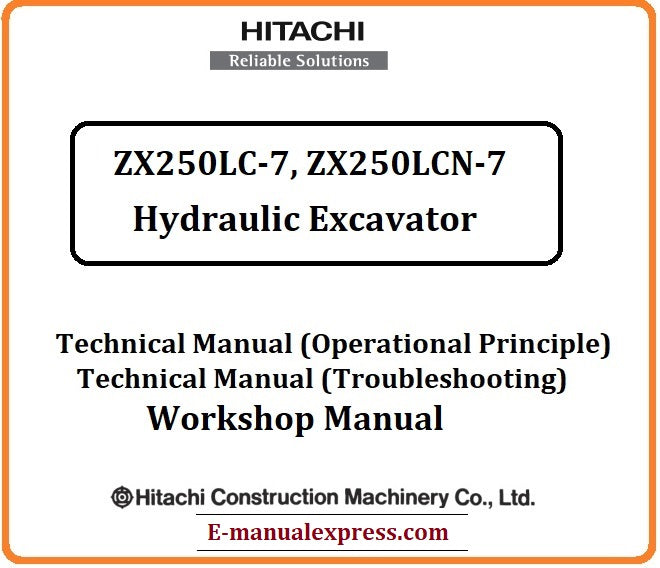 Download PDF - Hitachi ZX250LC-7, ZX250LCN-7 Hydraulic Excavator Service Repair Manual