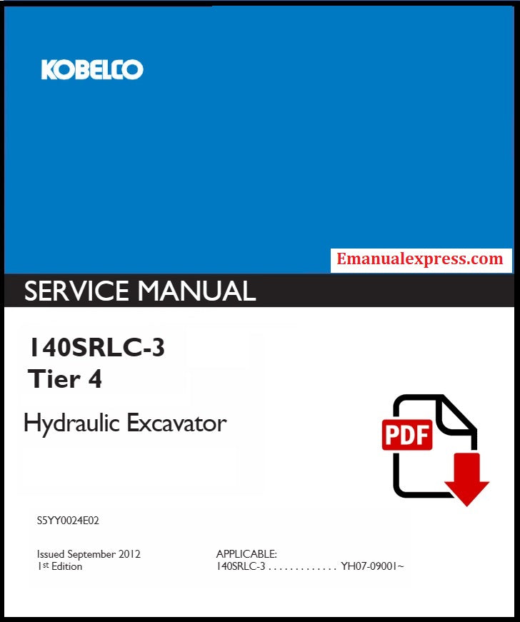 Download PDF - Kobelco 140SRLC-3 Tier 4 Hydraulic Excavator Repair Service Manual