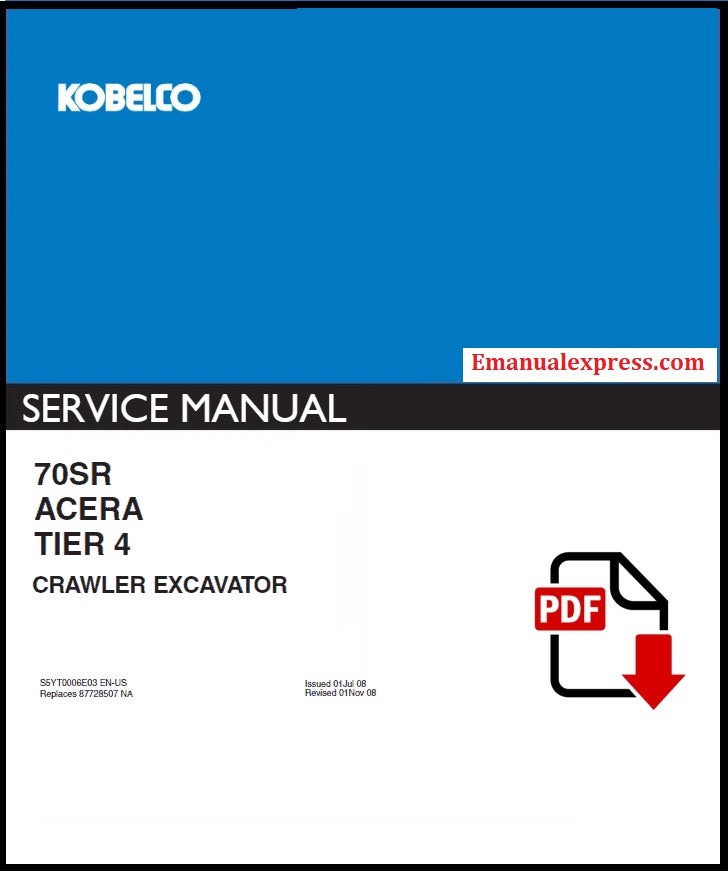 Download PDF - Kobelco 70SR Acera Tier 4 Crawler Excavator Repair Service Manual